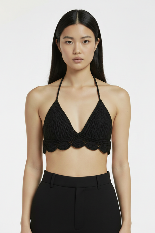 Model in Eclipse crochet top